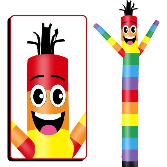 Goodeny Inflatable Tube Man, 10FT Tall, Rainbow Wacky Wavy Dancing Guy, 12’’ Diameter, Rainbow-10FT