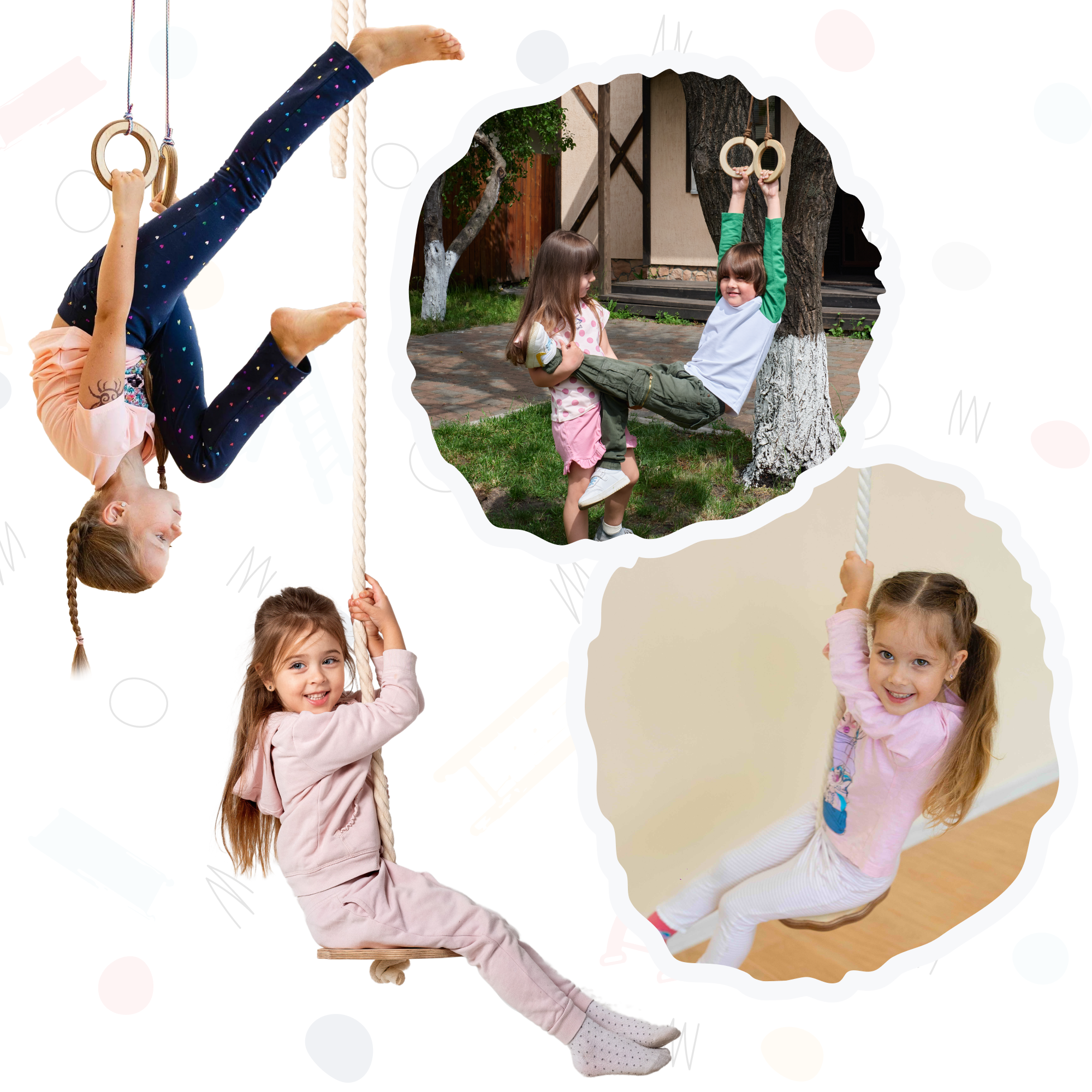 Goodevas 2in1 Swings Set Round Disc Swing + Gymnastic Rings for 17 y