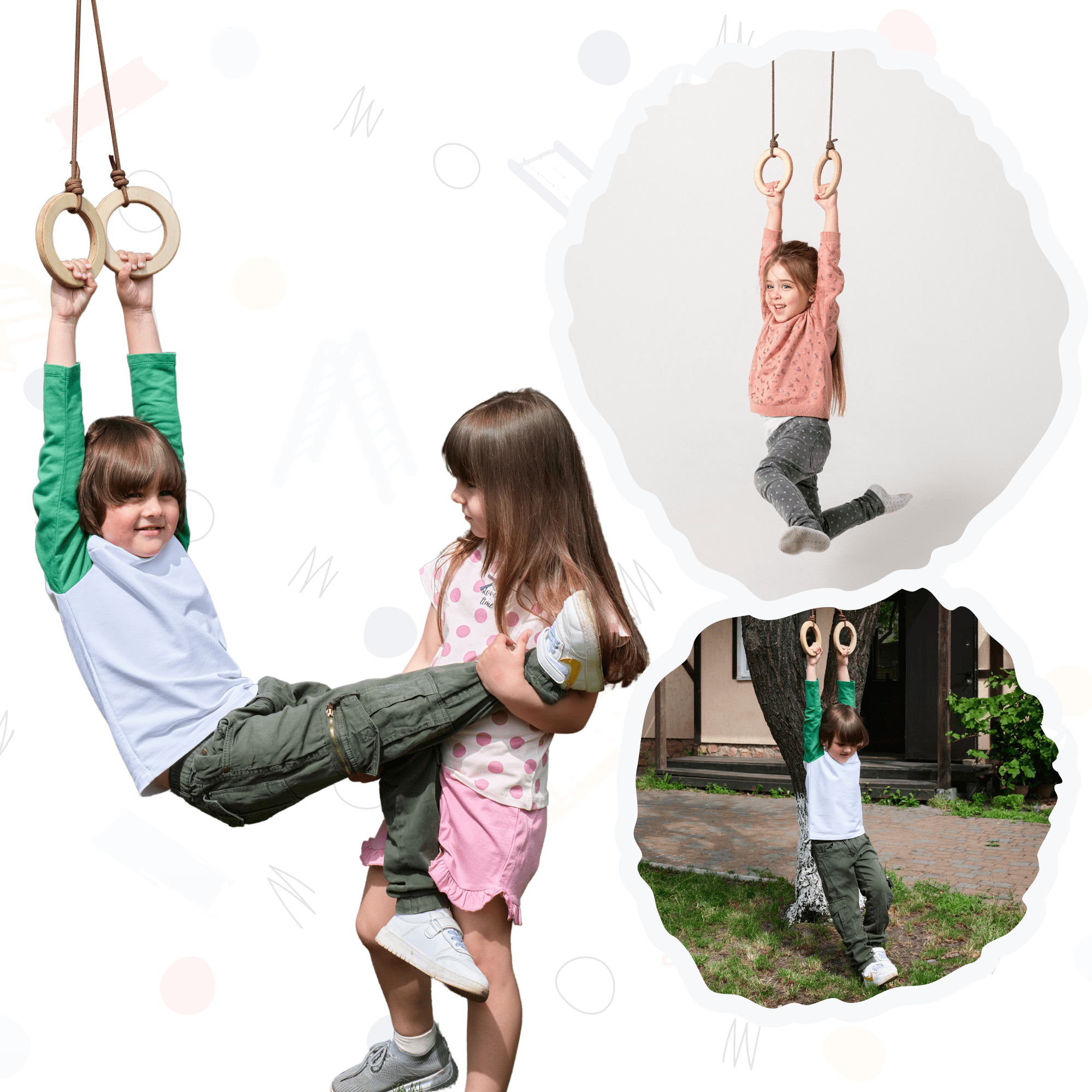 Goodevas Hanging Gymnastic Rings for Kids Home Gym Rings for Exercise