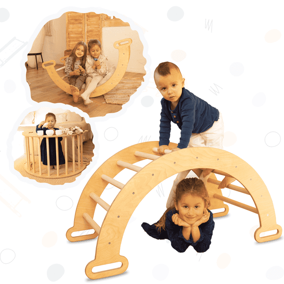 Goodevas Wooden Arch Rocker Climber – Indoor Style Toddler Play Gym