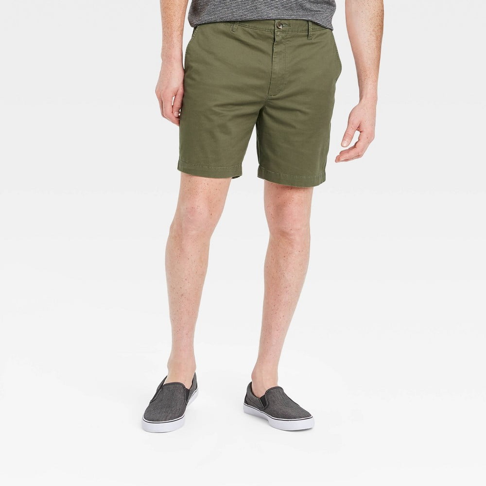 Goodfellow Co Men s 7 Flat Front Shorts 40 Green Walmart