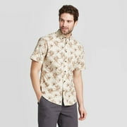 Goodfellow & Co. Men's Floral Print Regular Fit Stretch Poplin Short Sleeve Button-Down Shirt