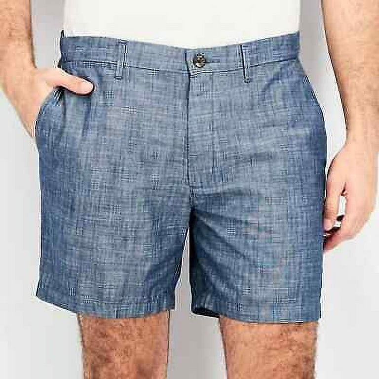 Goodfellow Co. Men s Mid Rise Flat Front Chambray Shorts Blue Size 28 NWT