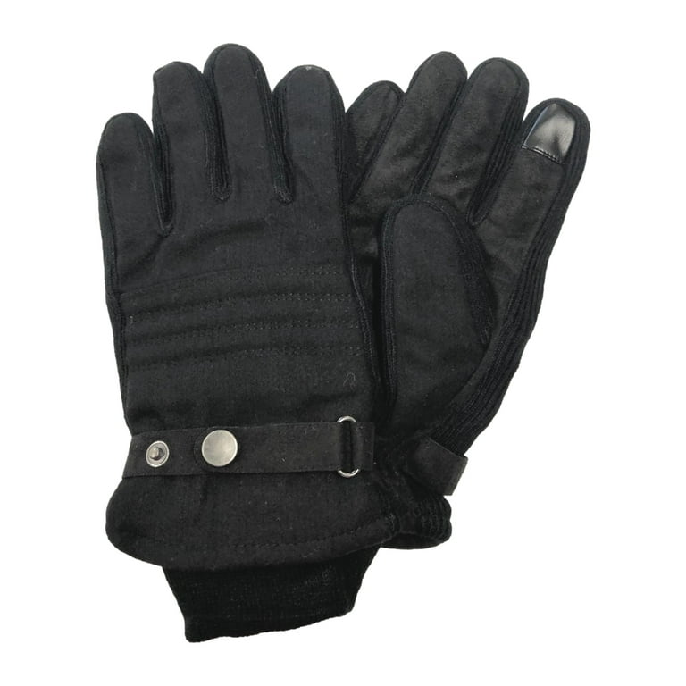 Goodfellow Mens Black Quilted Snap Front Thinsulate Touch Screen Gloves S M Walmart
