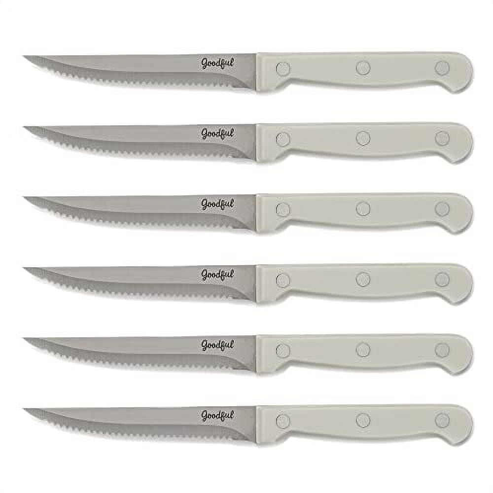 Goodful 6 Piece Steak Knife Set, High Carbon Stainless Steel, Full Tang