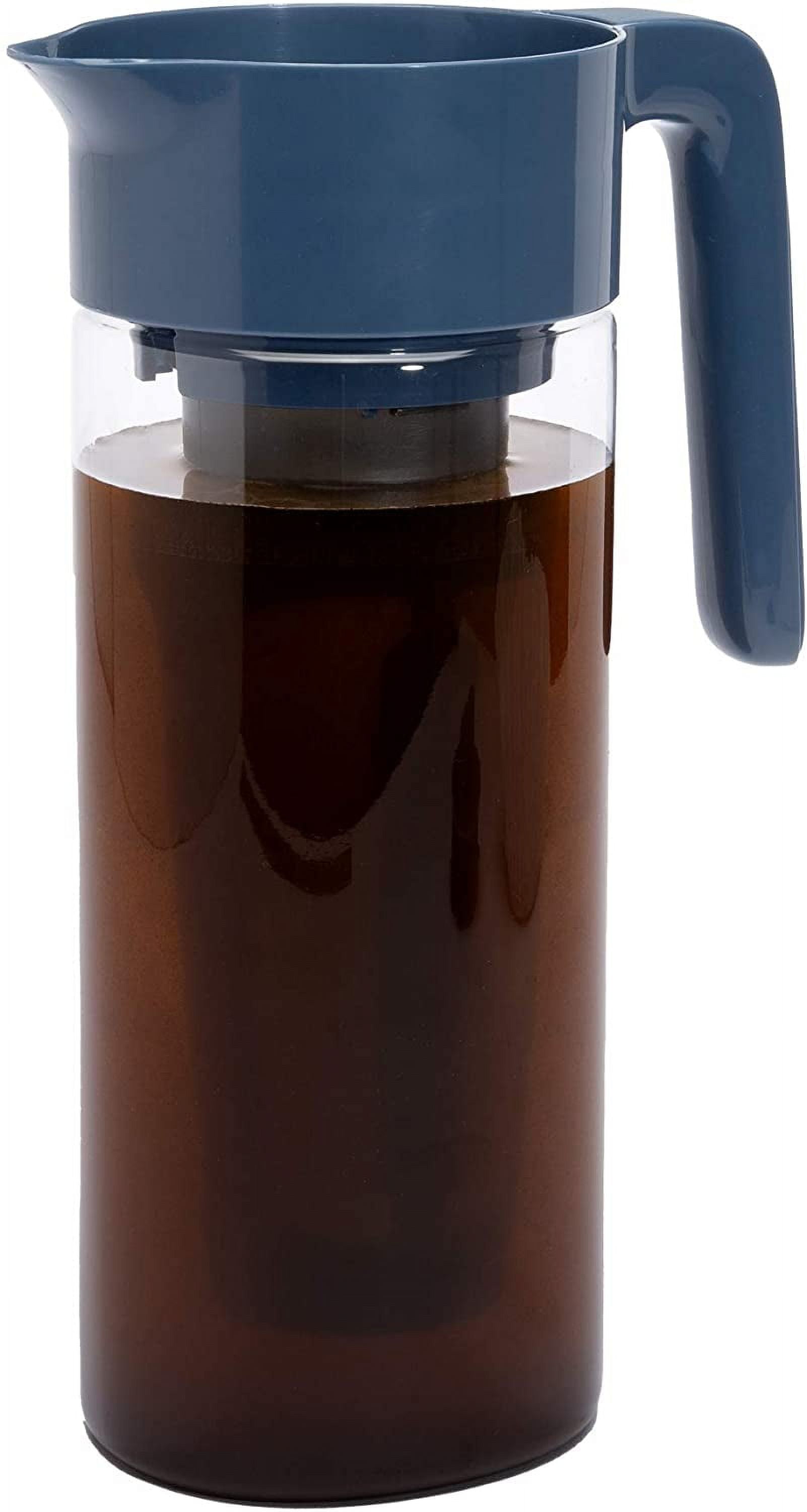 Cafe Du Chateau Brew Perfect Iced Coffee & Tea w/Our Cold Brew Coffee  Maker, Pitcher for Fridge (34oz) - Air Tight Seal, Measuring Label -  Stainless