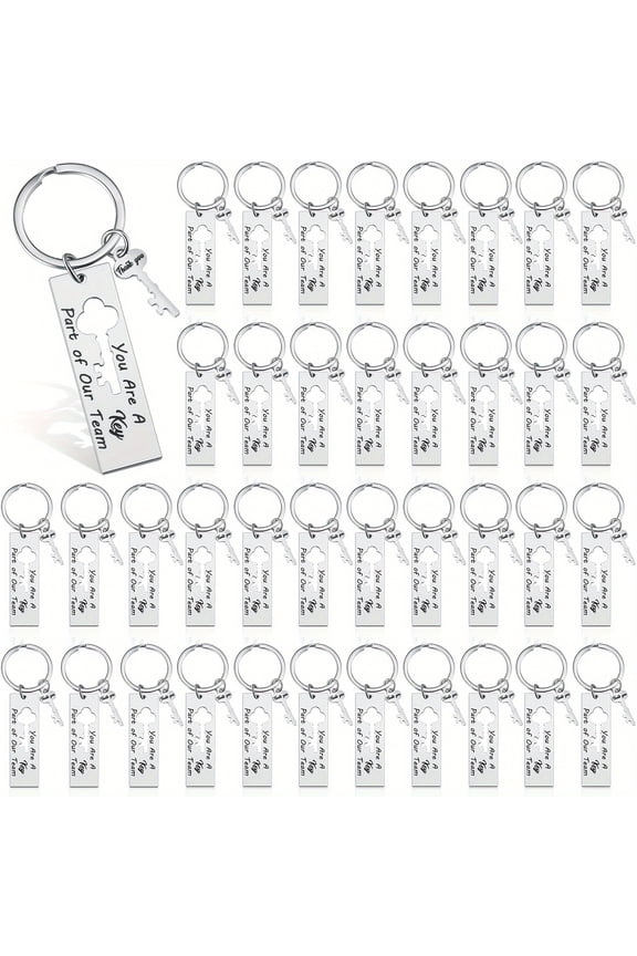 48pcs Siver Team Appreciation Keychain Gift for New Years Christmas , Nurse Employee Thank You Keyring Bulk for Coworker Staff, Creative Team Gifts Inspiration Gifts for Teammate