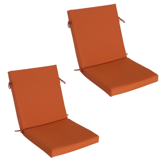 Goodgoods 18" x 36" Outdoor Dining Chair Cushions, 2-Pack Water & Fade Resistant Patio Cushions with Ties, Orange