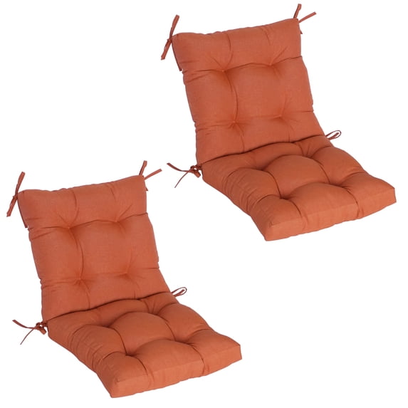 Goodgoods 18" x 36" Tufted Outdoor Dining Chair Cushions, 2-Pack Water & Fade Resistant Patio Cushions, Orange