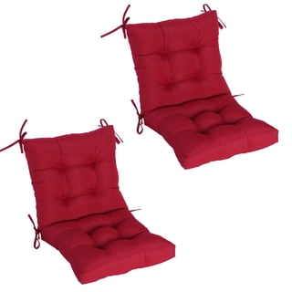 Goodgoods 20" x 40" Tufted Outdoor Dining Chair Cushions, 2-Pack Water & Fade Resistant Patio Cushions, Red