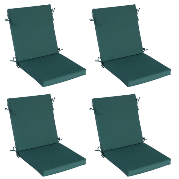 Goodgoods 21" x 42" Outdoor Dining Chair Cushions, 4-Pack Water & Fade Resistant Patio Cushions with Ties, Dark Green