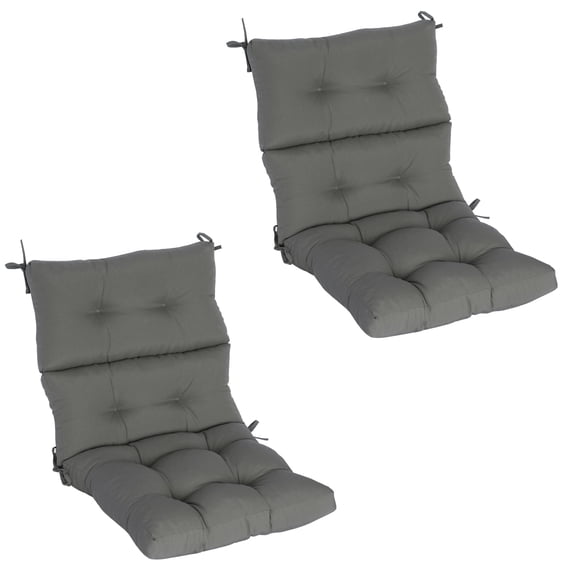 Goodgoods 21" x 42" Tufted Outdoor Dining Chair Cushions, 2-Pack Water & Fade Resistant Patio Cushions, Gray