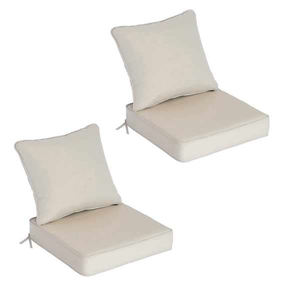 Goodgoods 22" x 24" Deep Seat Patio Cushion Set, Set of 2 Seat & Back Cushions, Water & Fade Resistant Outdoor Cushions, Beige