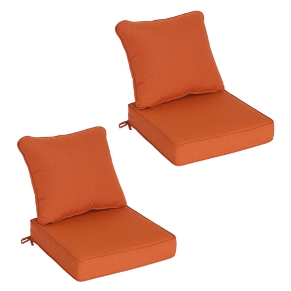 Goodgoods 24" x 28" Deep Seat Patio Cushion Set, Set of 2 Seat & Back Cushions, Water & Fade Resistant Outdoor Cushions, Orange