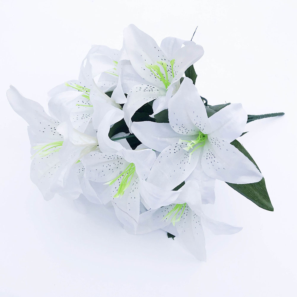 Goodhd 10 Heads Artificial Fake Lily Silk Flowers Bunch Home Wedding