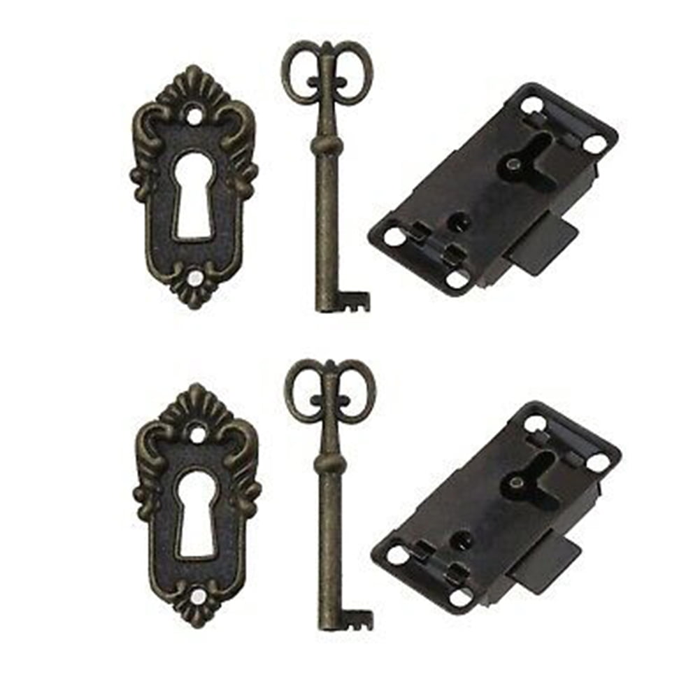 Goodhd 2 x Vintage Door Lock Set Key Decorative Cover Curio