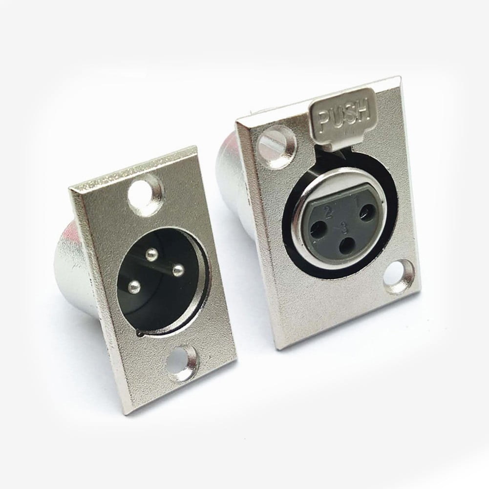 Goodhd 2Pcs 3 Pin XLR Male Female Socket Panel Mount Chassis Mic Jack Audio Connector