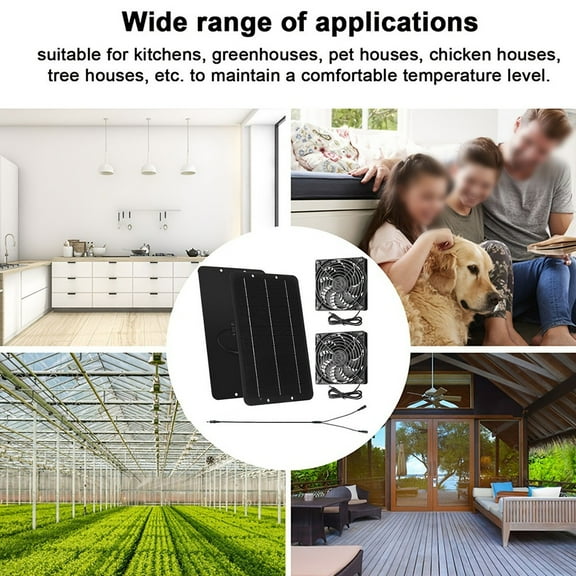 Goodhd 40W Solar Panel Fan Solar Powered Exhaust Fan Greenhouse Pet House Cooling Fan