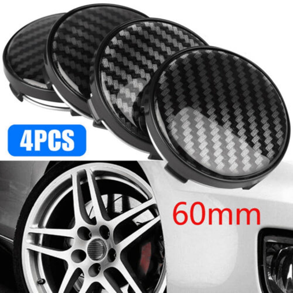 Goodhd 4x 60mm 3D Black Carbon Fiber Car Wheel Center Hub Cap Rim Hub