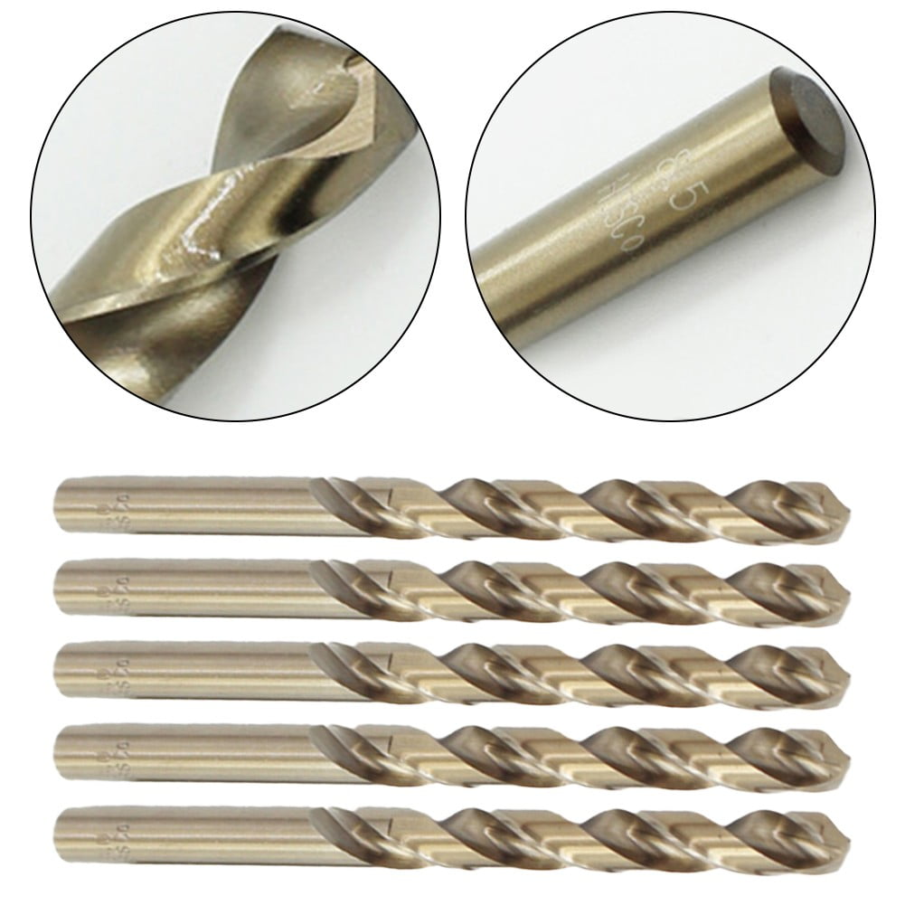 M35 Cobalt Drill Bit Set – 5 Pieces, 10mm Twist Bits With Gold Oxide Finish For Metal