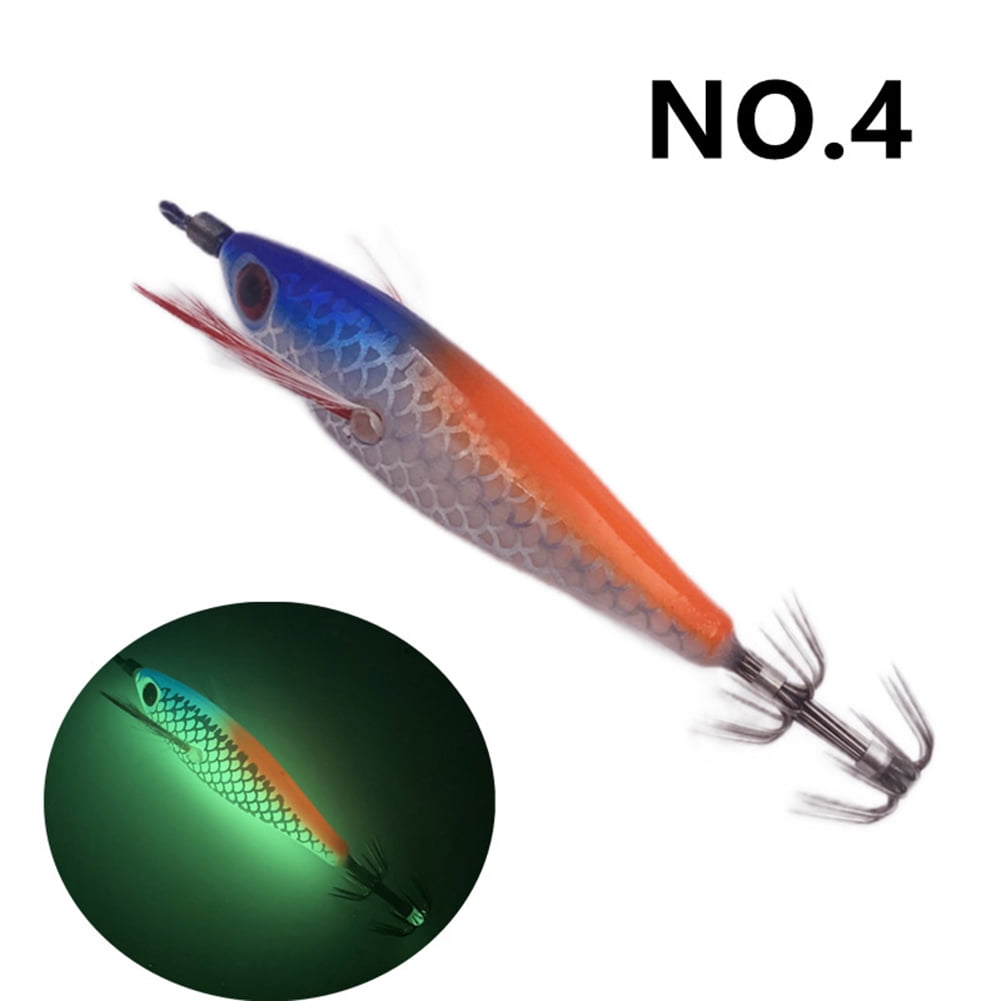 Goodhd 5g/8cm Fishing bait Luminous Wooden Shrimp Squid Hook fake bait
