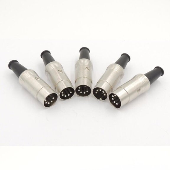Goodhd 5pcs 5PIN DIN Connector Midi Cable Lead Audio Plug Male Inline Metal connector