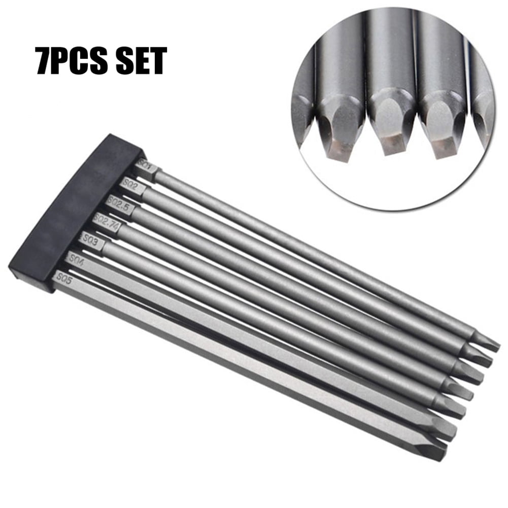 Goodhd 7× 150mm SQ1SQ5 Square Head Screwdriver Bits Set Hex Shank