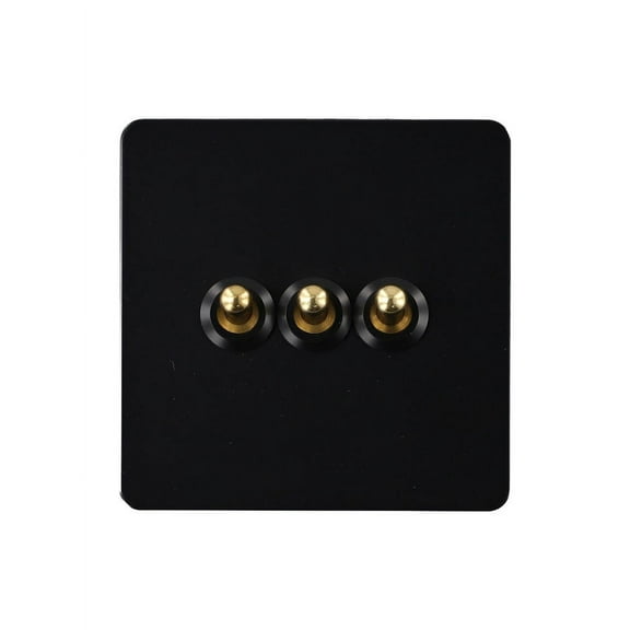 Goodhd 86 Type Stainless Steel Panel Wall Toggle Light Switch Brass Rod 1Way 2Way,3 Gang