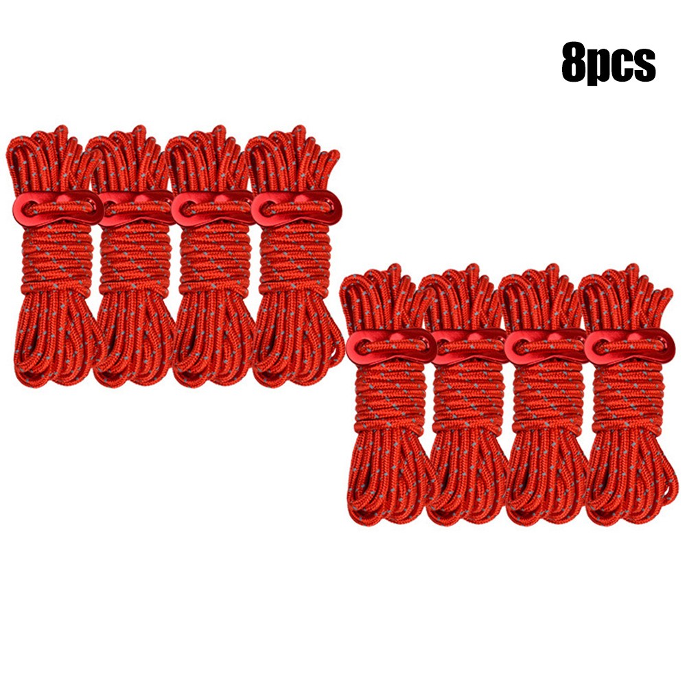 Goodhd 8Pcs 4m Guy Rope Reflective Cord Lines With Runners Tent Camping