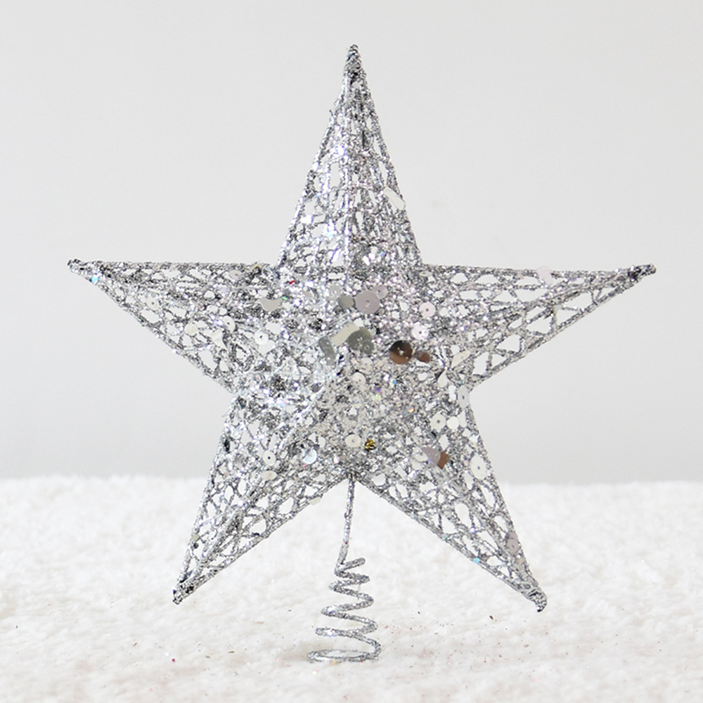 Goodhd Glitter Silver Christmas Tree Topper Star 20CM Xmas Ornament