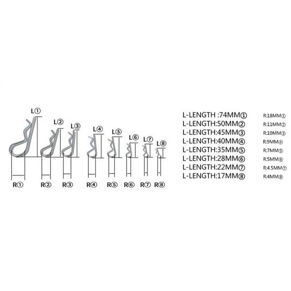 Goodhd Metal Pins R-Type Cotter Pins Wave Latch Bolt Locking Pin Split Pin Tractor Clip