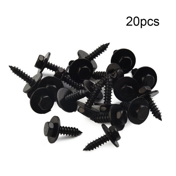 Goodhd Universal Car Auto Self-Tapping Screws Hex Washer Head 4.8x19mm Black Unique
