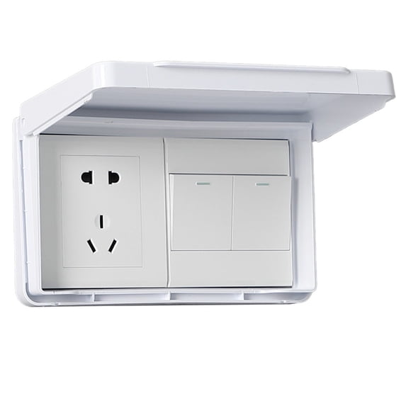 Goodhd Waterproof Wall Switch Cover for Type 86 Double Socket Ultra-Thin Reversible Bathroom Outlet Protector-White