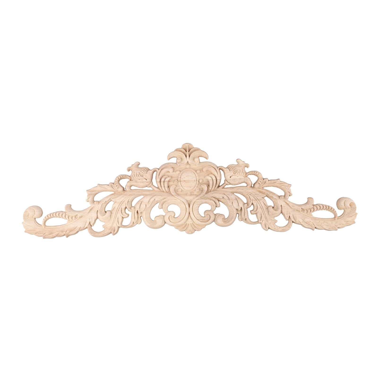 Hand-Carved Light Brown Wood Decorative Applique Panel