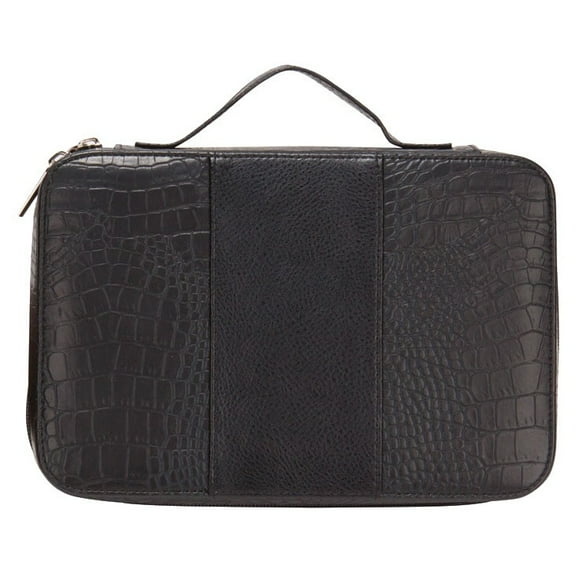 Goodhope Deluxe Croc Leather Cosmetic Toiletry Case Black