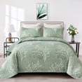 thumbnail image 1 of Goodidea Queen Size Quilt Set Botanical,3Pcs Green Boho Bedding Set Soft Coverlet Adult(90"x96"), 1 of 8