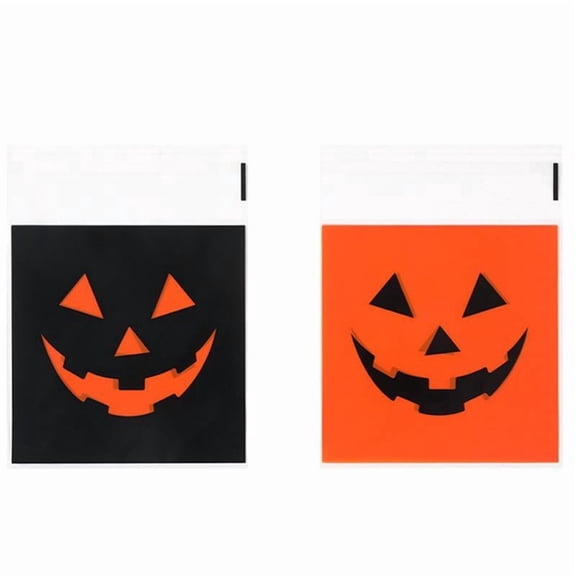 Goodie Bags Jack O Lantern Design 50 Pack 5X4 Inch Halloween Self Seal Treat Bags for Party Favors Trick Or Treat