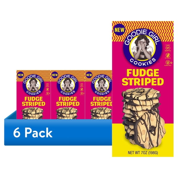 (6 pack) Goodie Girl Cookies Gluten Free Baked Fudge Striped Cookies, Shelf-Stable, 7 oz