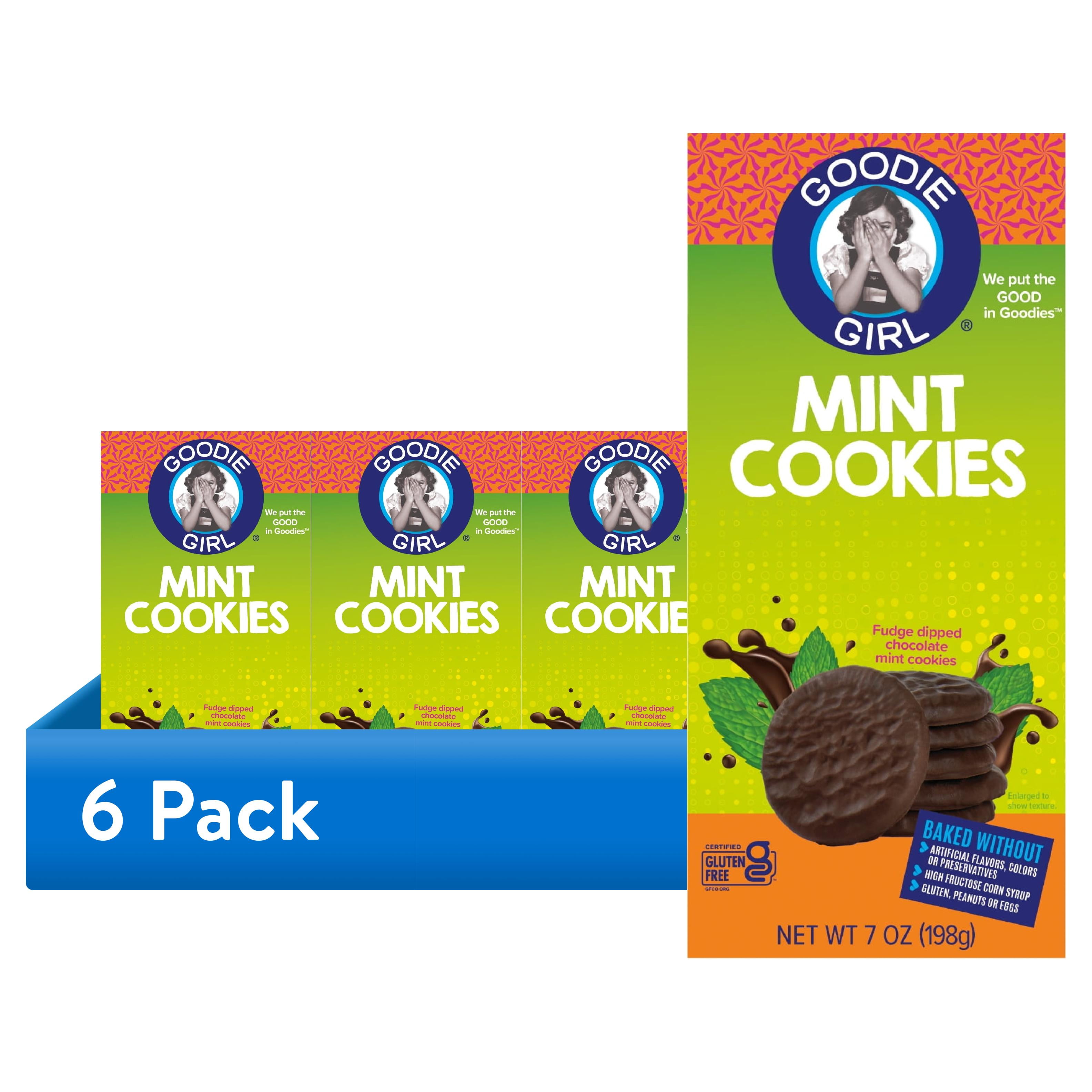 (6 pack) Goodie Girl Mint Cookies - Gluten-Free, Peanut-Free, No High Fructose Corn Syrup, 7 oz
