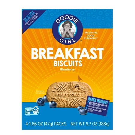 Goodie Girl Gluten-Free Blueberry Breakfast Biscuits - Excellent Source of Iron & B Vitamins, 6.7 oz