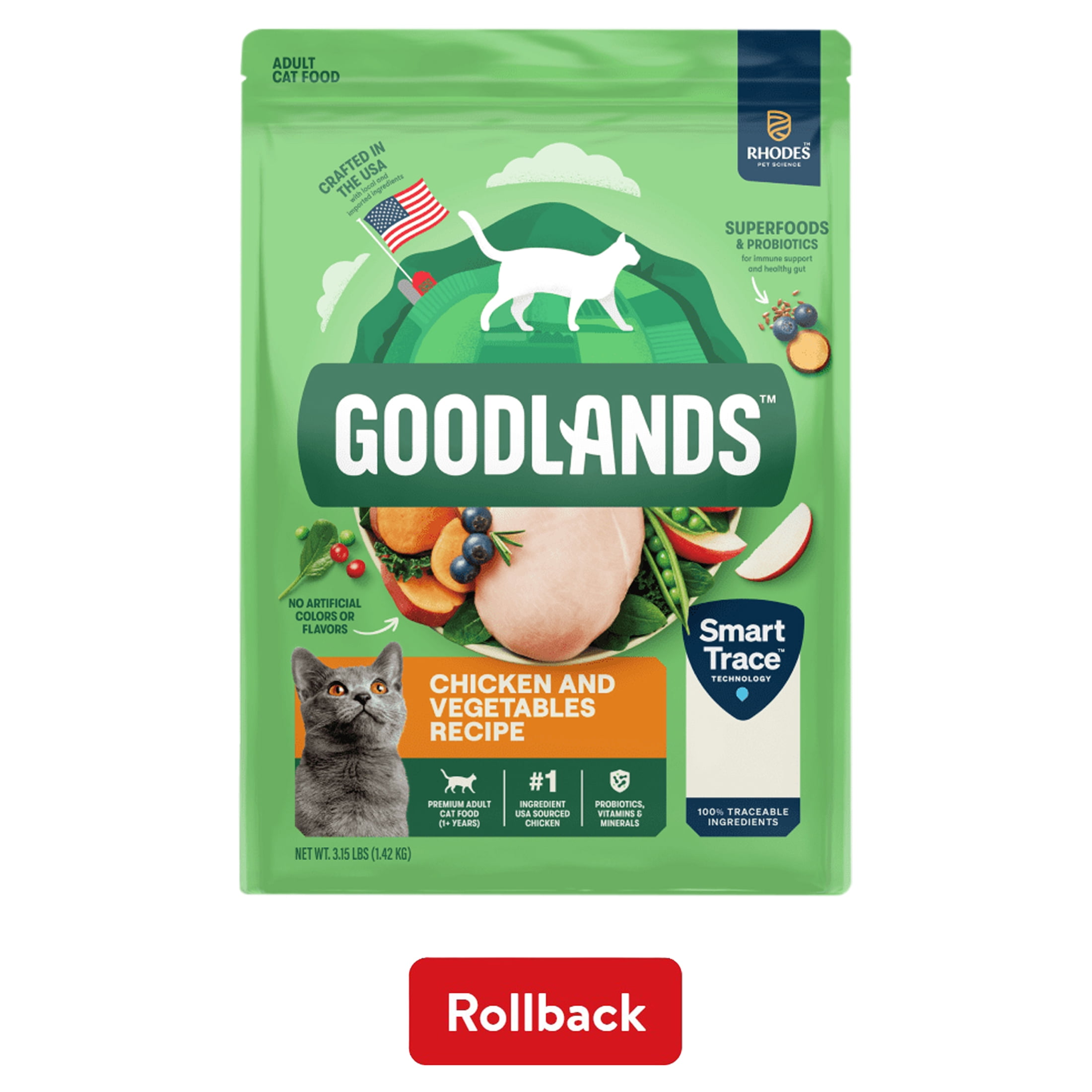 Goodlands Dry Cat Food Chicken Vegetables Recipe 3.15 lb Bag Size 3.15 lbs