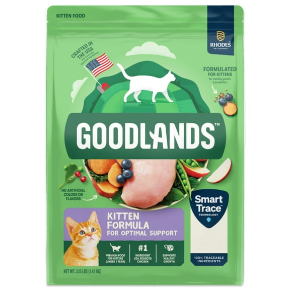 Goodlands Cage-Free Chicken Flavor, Dry Kitten Cat Food with Probiotics, 3.15 lb Bag