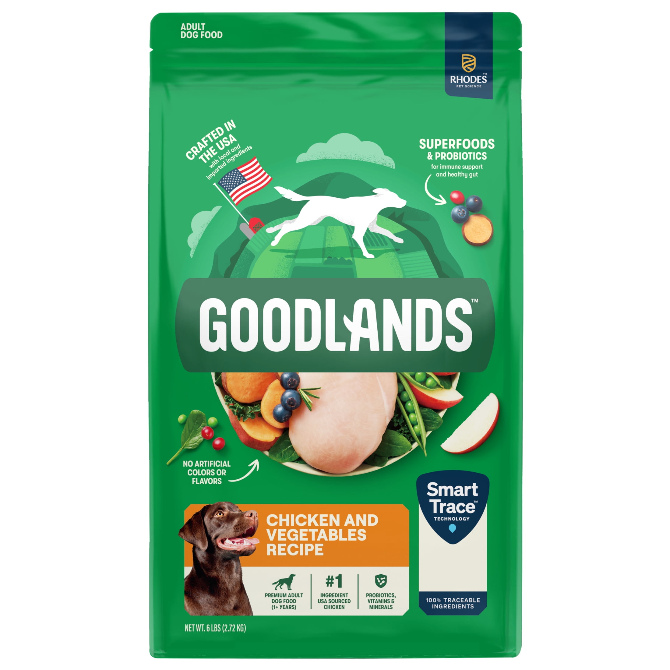 Goodlands Cage-Free Chicken  Vegetable Flavor, Dry Adult Dog Food with Probiotics, 6 lb Bag