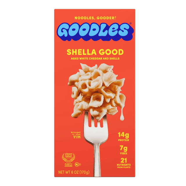Goodles Mac & Cheese Shella Good Noodles, Cheddar, Shells, Regular Cardboard, 6 oz (Pack of 2)