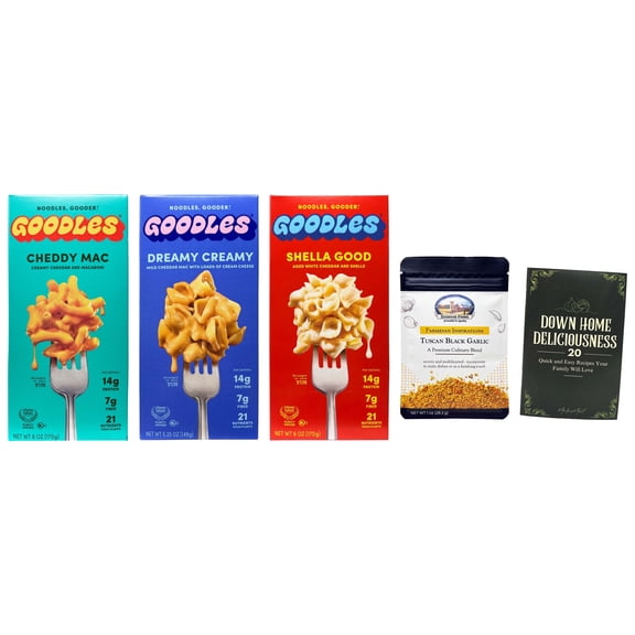 Nutrient Packed Mac & Cheese - 3 flavors - 1 each: Shella Good, Dreamy Creamy, Cheddy Mac (5.25-6 oz.) | Shawhan Farms Parmesan + MerlinsMart Zine | Goodles