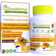 GoodlifePick Turmeric with Ginger & Black Pepper 95% Curcuminoids for Max Benefits 90 capsules Vegan, Non-GMO, No Gluten