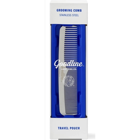 Goodline 5" GROOMING COMB Stainless Steel Travel Pouch