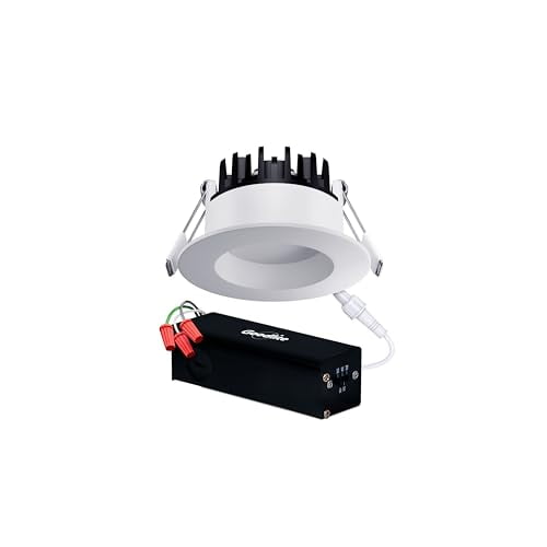 Goodlite 3 Inch LED Regress Round Slim Ceiling Light with Junction Box, Dimmable IC Rated, 10W 80W Equal 700 Lumens, Selectable Color Temperature 2700K, 3000K, 3500K, 4100K, 5000K,