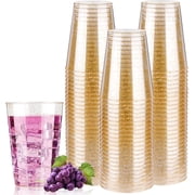 Goodluck 50 Pack 12 oz Gold Glitter Plastic Cups, Disposable Cocktail Glasses for Wedding, Birthday, Party and Holiday