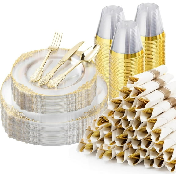 150disposable Plates Glitter Dinnerware Set For Party - Walmart.com